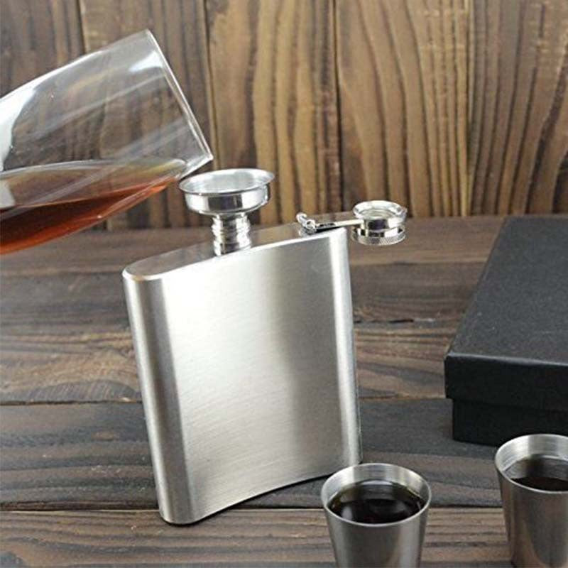 7 Oz Jack Stainless Steel Hip Flask Set