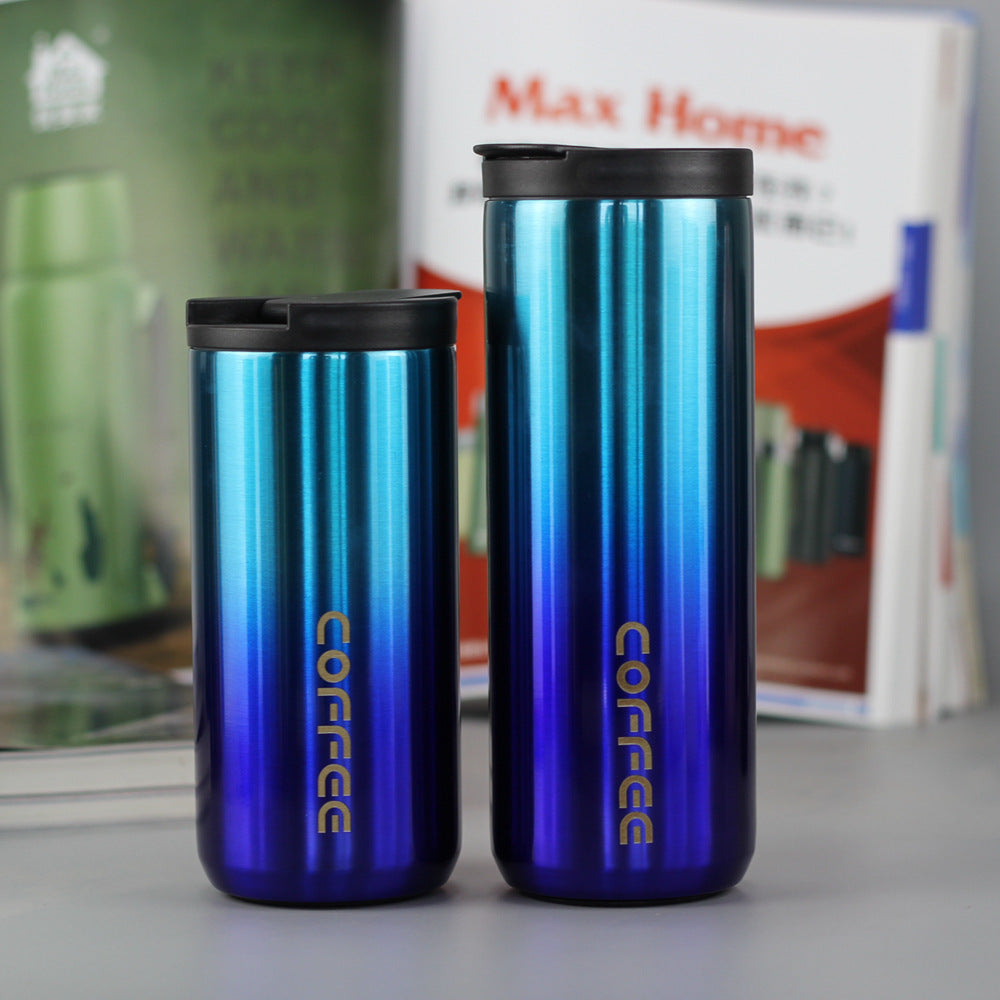 Gradient Color Direct Drinking Coffee Cup Vacuum Water Cup 304 Stainless Steel Vacuum Cup
