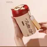 Good-looking 304 Stainless Steel Traveling Mug Straw Cup With Rope Handle Portable Coffee Cup