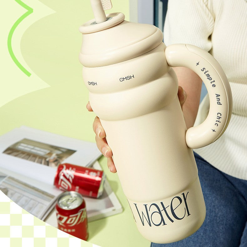 Handle Stainless Steel Vacuum Cup Large Capacity Portable