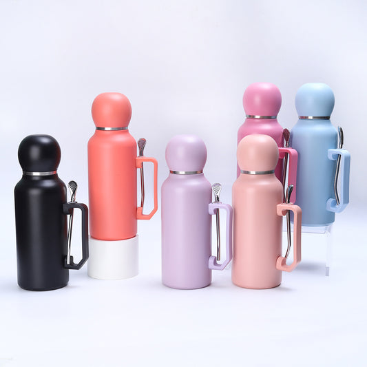 1300ML Vacuum Cup With Stirring Straw Spoon Football Cup 304 Stainless Steel Handle