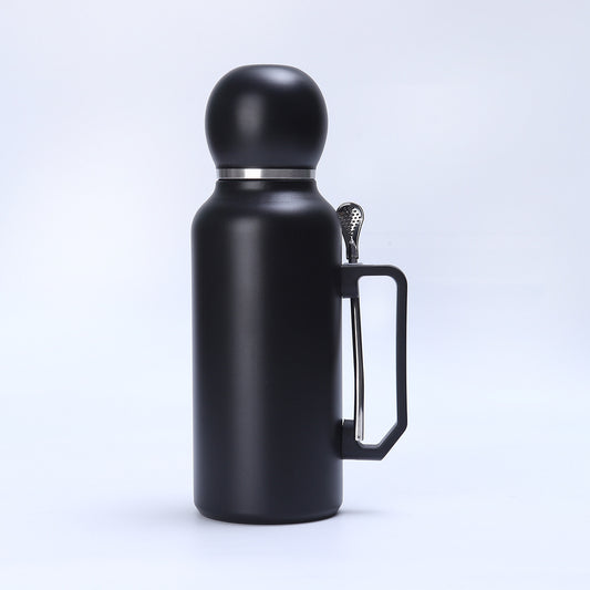 1300ML Vacuum Cup With Stirring Straw Spoon Football Cup 304 Stainless Steel Handle