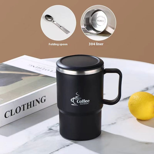 304 Stainless Steel Mug Cup With Cover Spoon